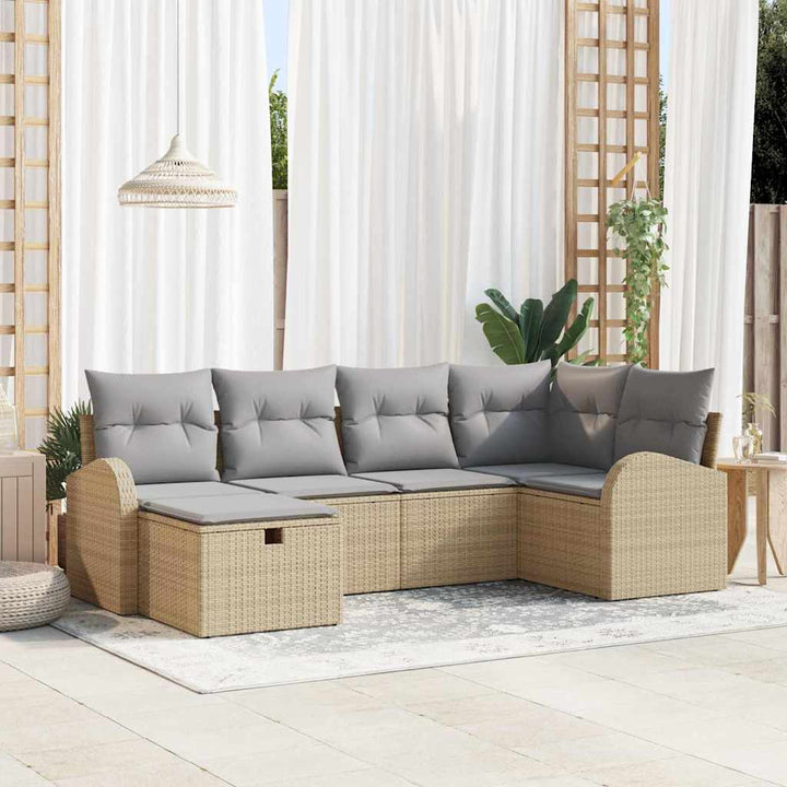 Havesofa Sæt 6 stk. Beige polyrattan