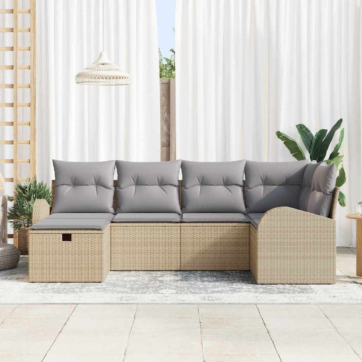Havesofa Sæt 6 stk. Beige polyrattan