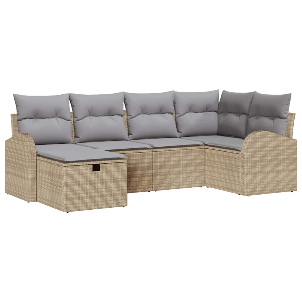 Havesofa Sæt 6 stk. Beige polyrattan
