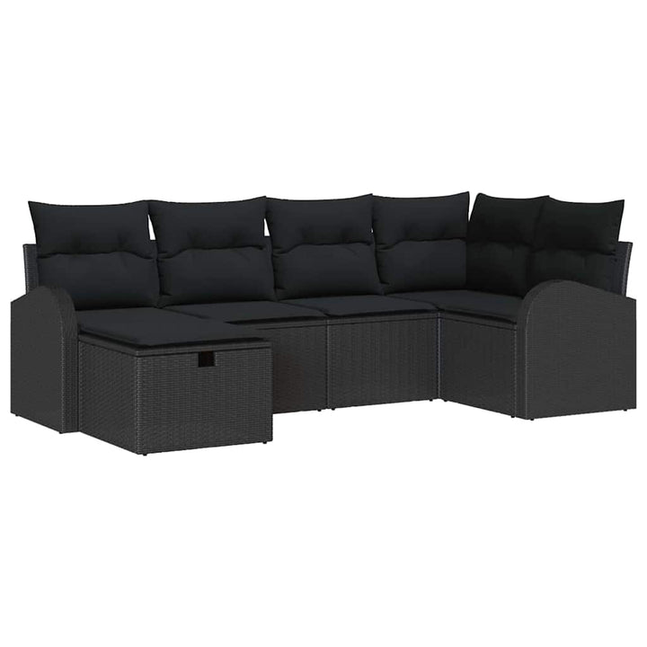 Havesofa Sæt 6 stk. Sort polyrattan