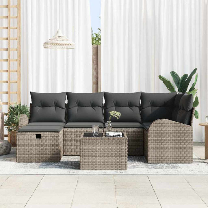 Havesofa Sæt 7 stk. Grå polyrattan