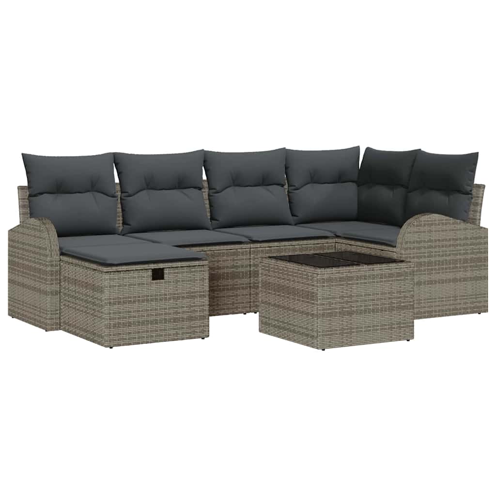 Havesofa Sæt 7 stk. Grå polyrattan
