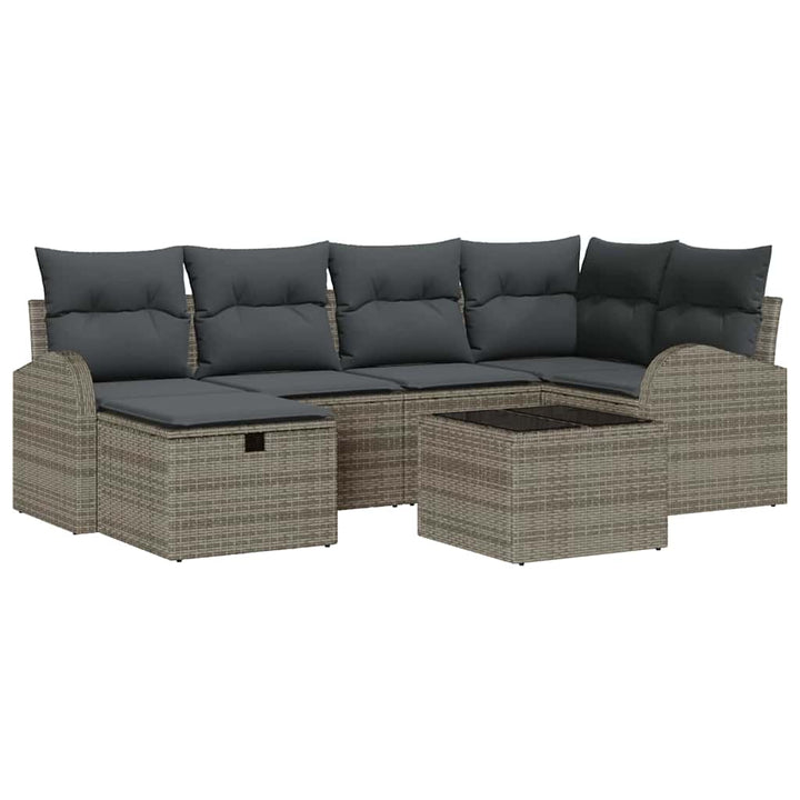 Havesofa Sæt 7 stk. Grå polyrattan