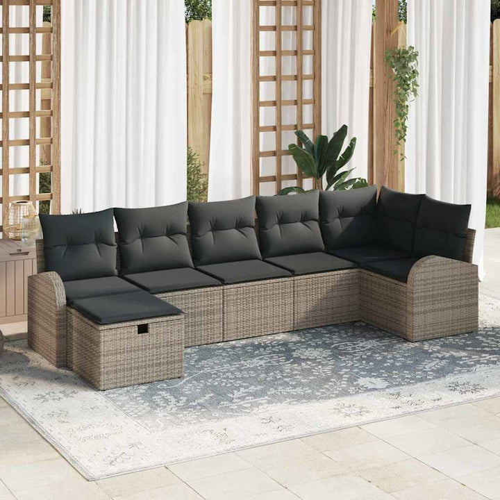 Havesofa Sæt 7 stk. Grå polyrattan