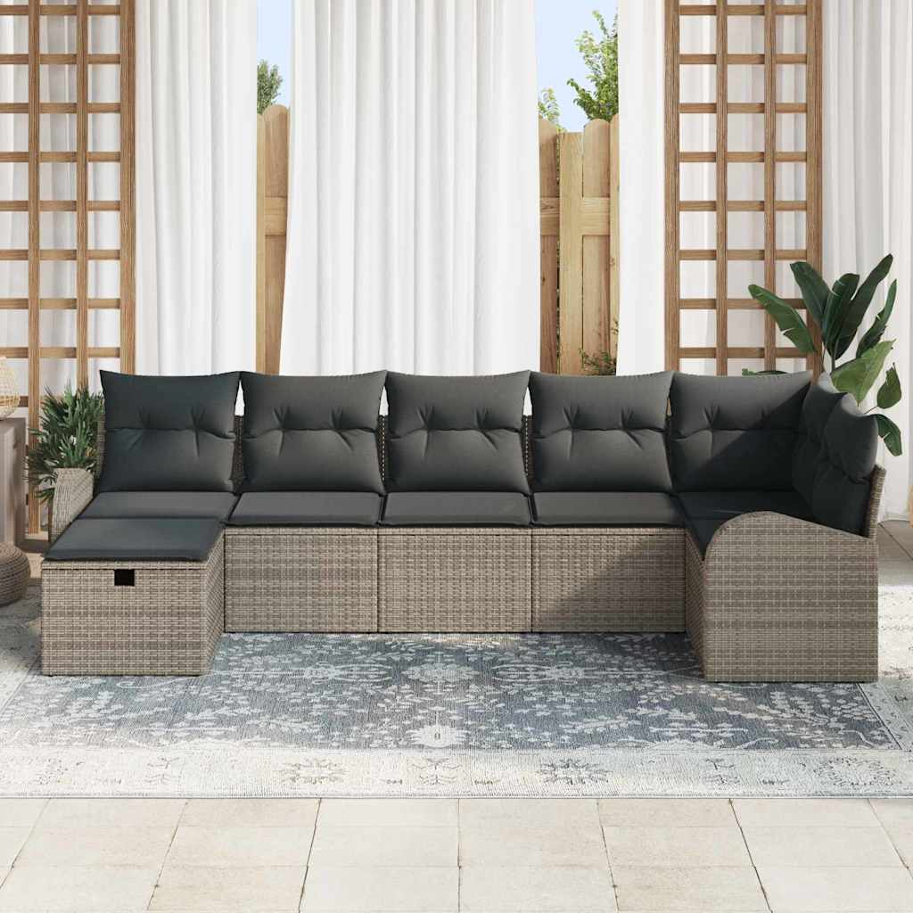 Havesofa Sæt 7 stk. Grå polyrattan