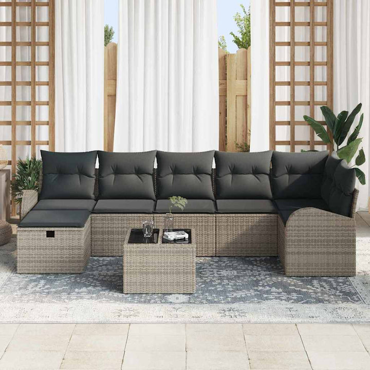 Havesofa Sæt 8 stk. Grå polyrattan