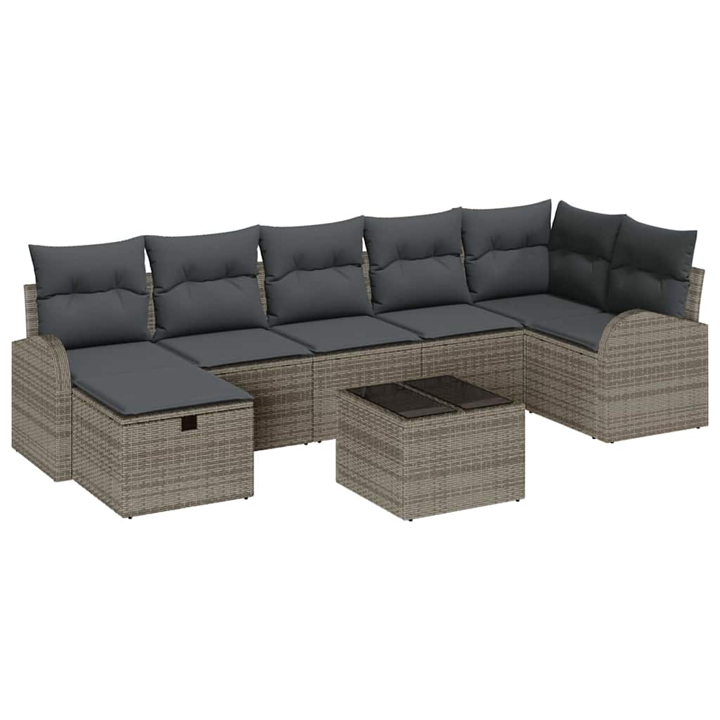 Havesofa Sæt 8 stk. Grå polyrattan