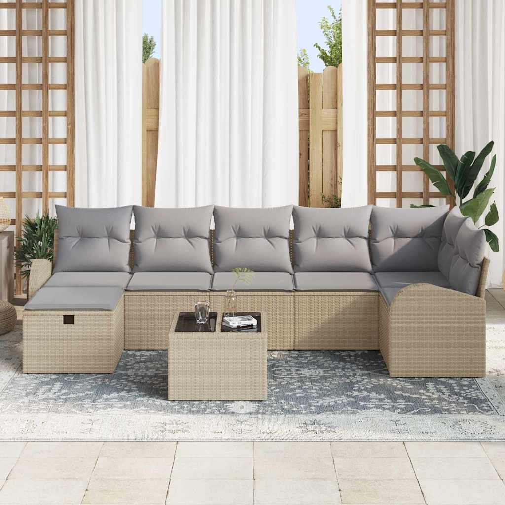 Havesofa Sæt 8 stk. Beige polyrattan