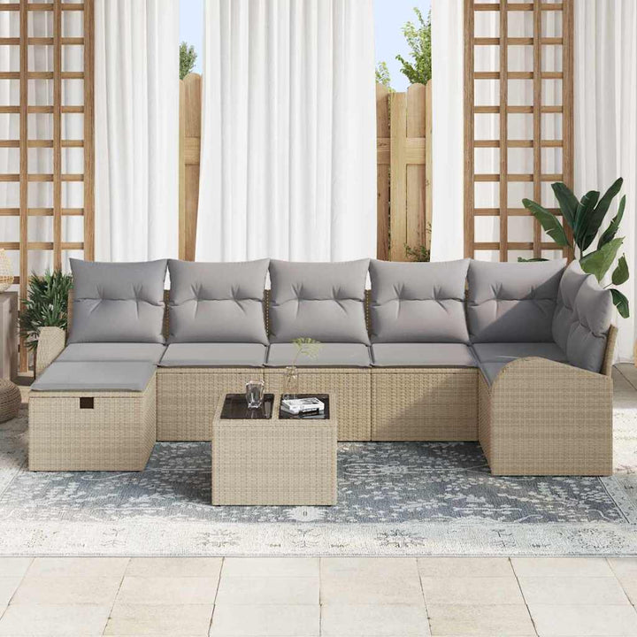 Havesofa Sæt 8 stk. Beige polyrattan