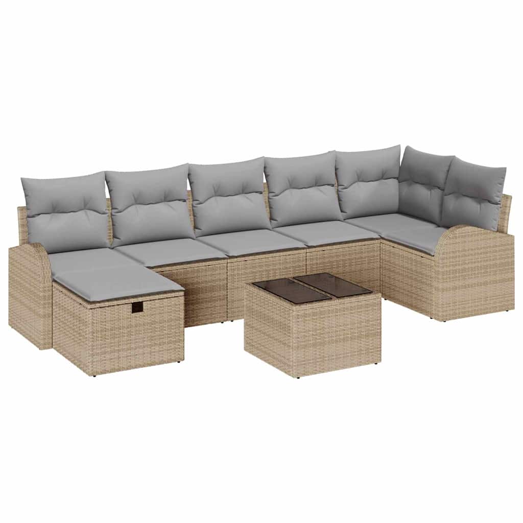 Havesofa Sæt 8 stk. Beige polyrattan