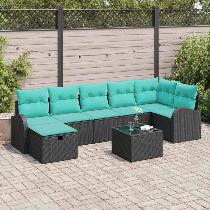 Havesofa Sæt 8 stk. Sort polyrattan