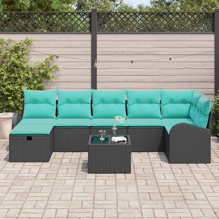 Havesofa Sæt 8 stk. Sort polyrattan
