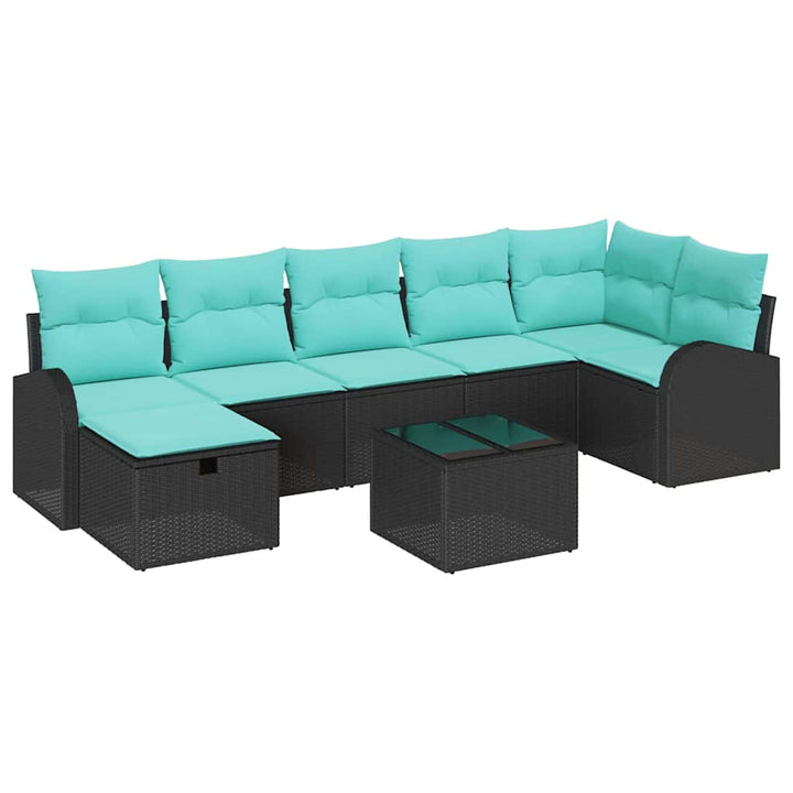 Havesofa Sæt 8 stk. Sort polyrattan