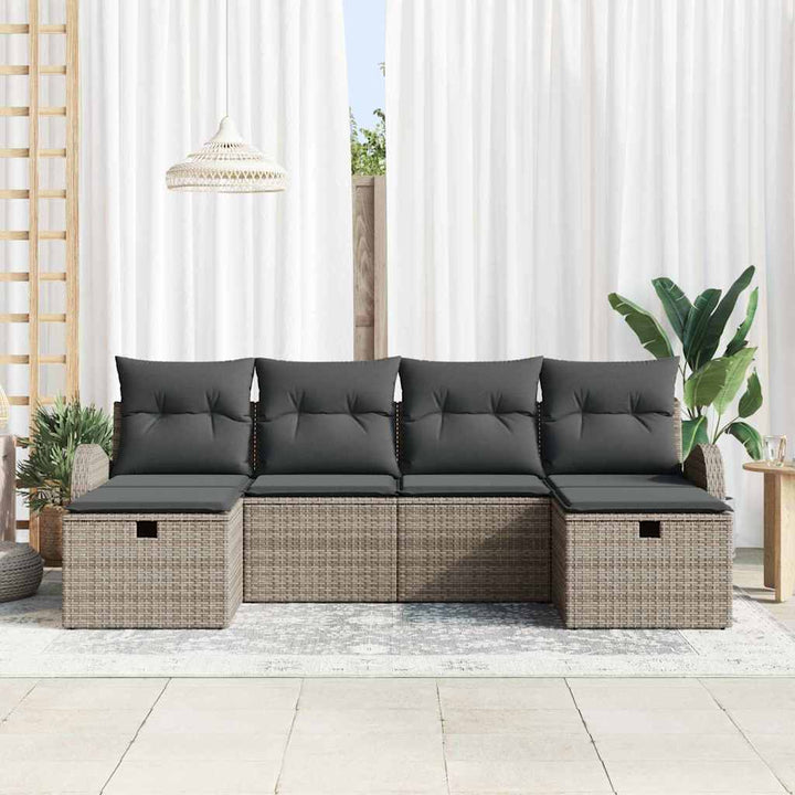 Havesofa Sæt 6 stk. Grå polyrattan