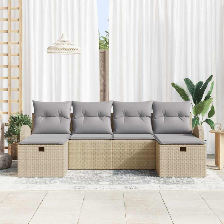 Havesofa Sæt 6 stk. Beige polyrattan