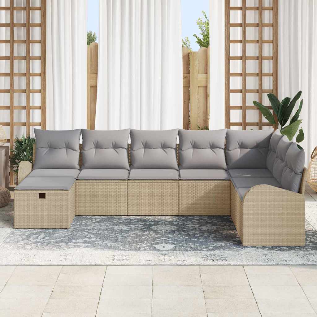 Havesofa Sæt 8 stk. Beige polyrattan
