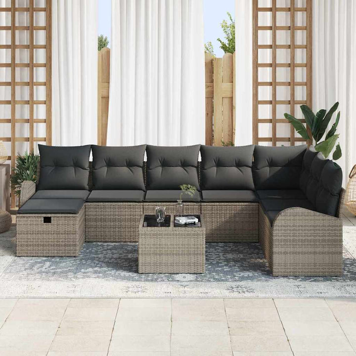 Havesofa Sæt 9 stk. Grå polyrattan