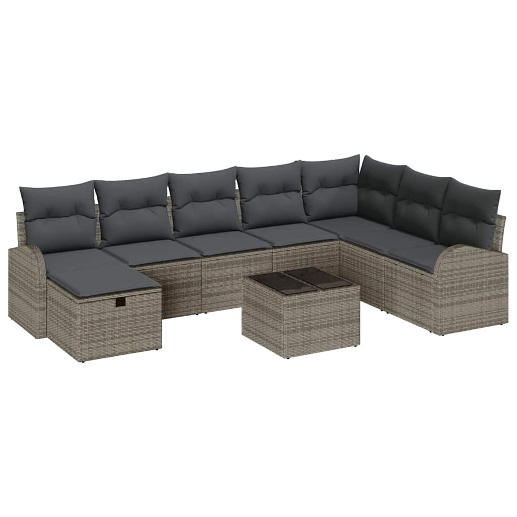 Havesofa Sæt 9 stk. Grå polyrattan