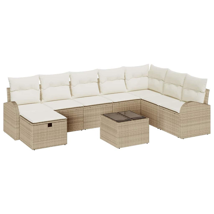 Havesofa Sæt 9 stk. Beige polyrattan