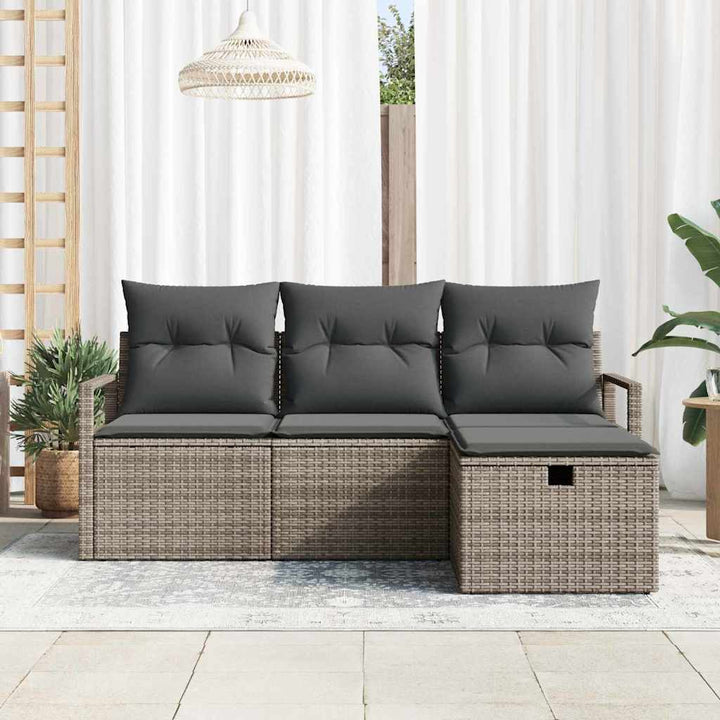 Havesofa Sæt 4 stk. Grå polyrattan
