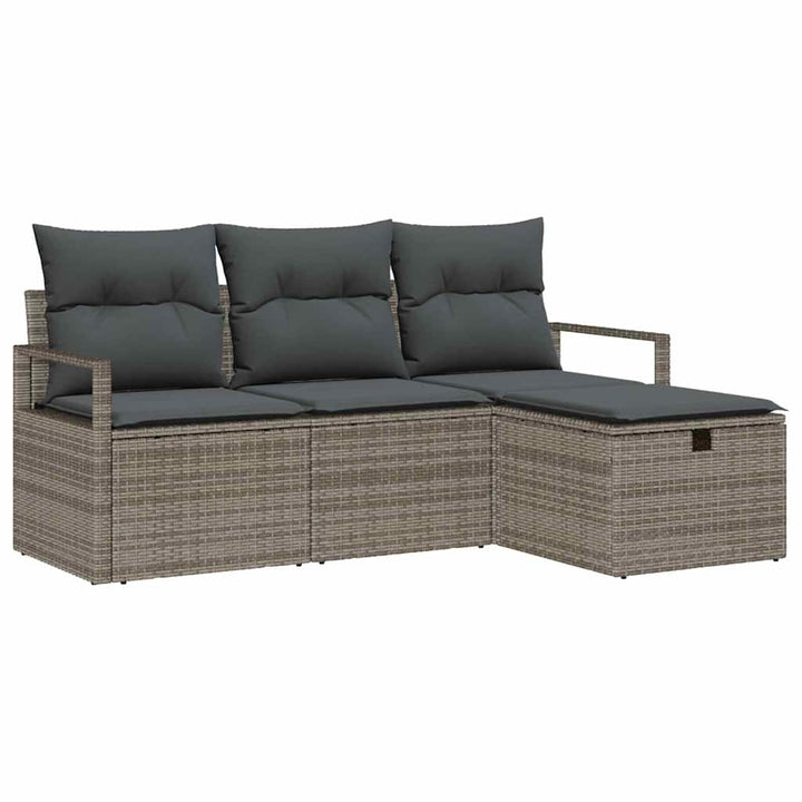Havesofa Sæt 4 stk. Grå polyrattan