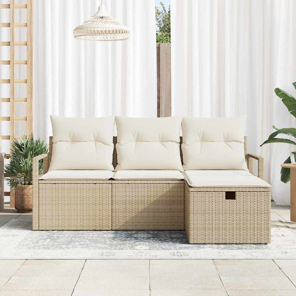 Havesofa Sæt 4 stk. Beige polyrattan