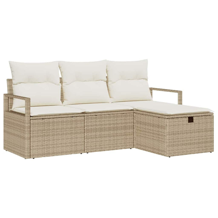 Havesofa Sæt 4 stk. Beige polyrattan