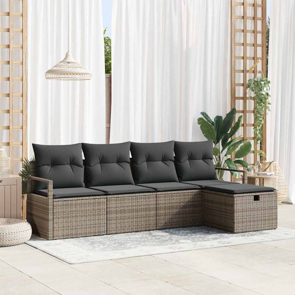 Havesofa Sæt 5 stk. Grå polyrattan