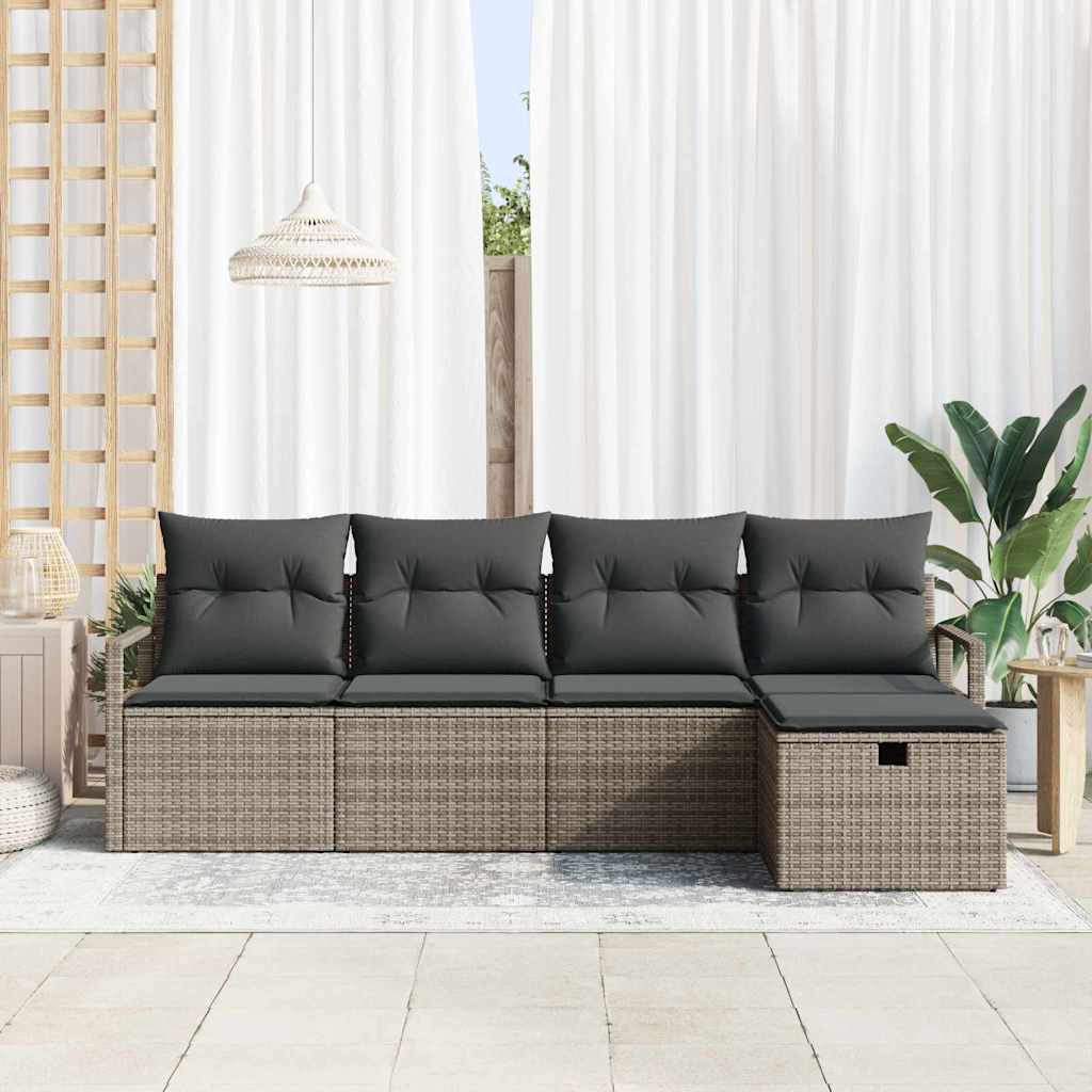 Havesofa Sæt 5 stk. Grå polyrattan