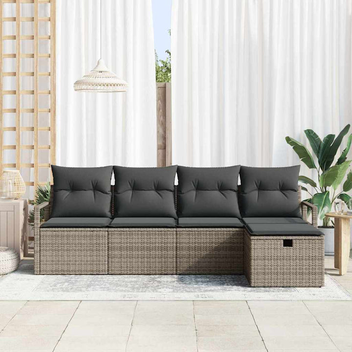 Havesofa Sæt 5 stk. Grå polyrattan