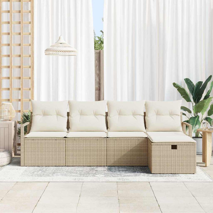 Havesofa Sæt 5 stk. Beige polyrattan