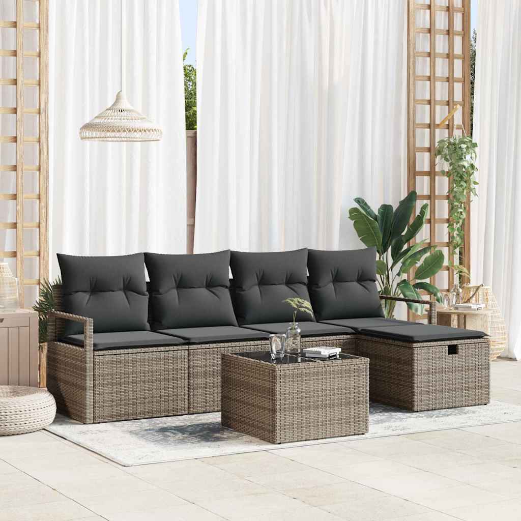 Havesofa Sæt 6 stk. Grå polyrattan