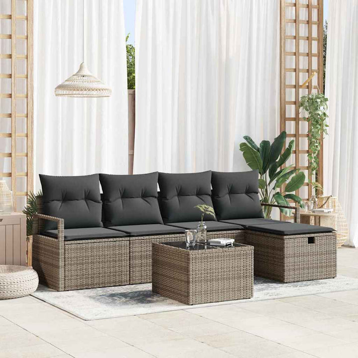 Havesofa Sæt 6 stk. Grå polyrattan