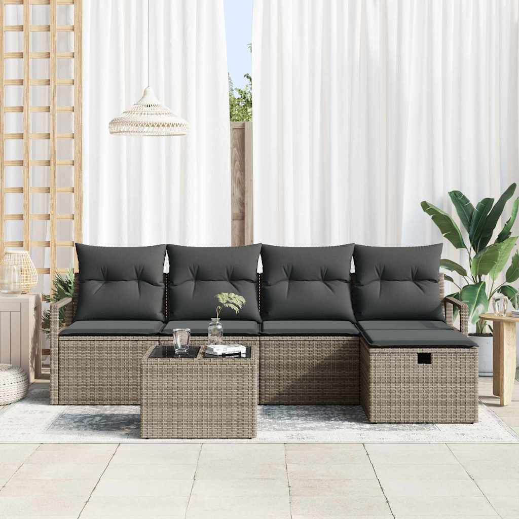 Havesofa Sæt 6 stk. Grå polyrattan