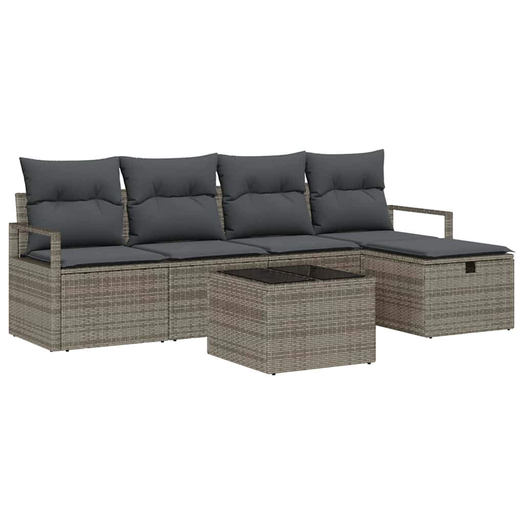 Havesofa Sæt 6 stk. Grå polyrattan