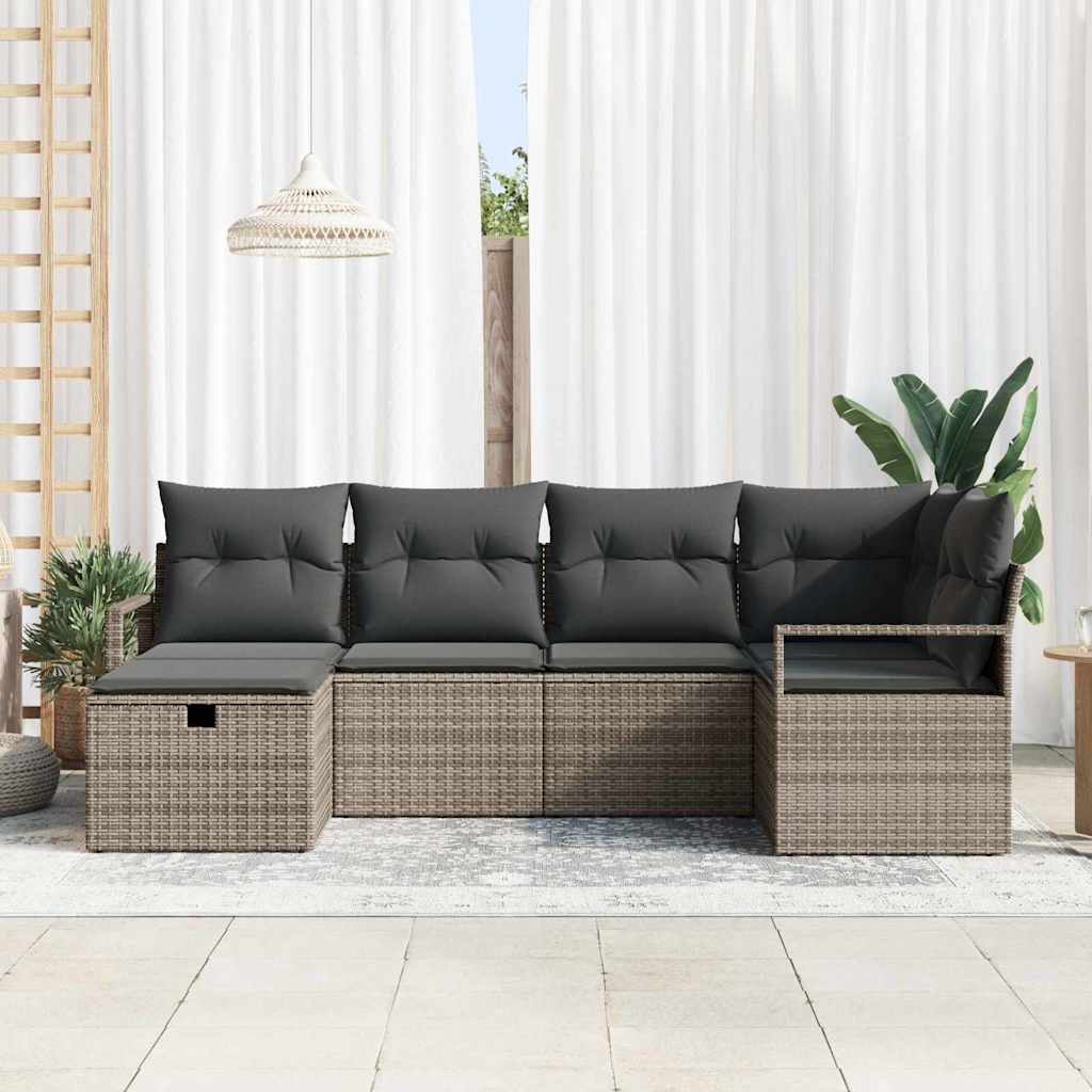 Havesofa Sæt 6 stk. Grå polyrattan