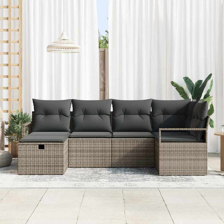 Havesofa Sæt 6 stk. Grå polyrattan