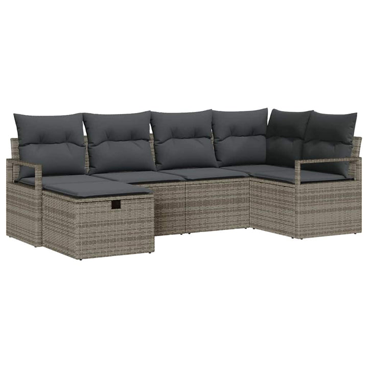 Havesofa Sæt 6 stk. Grå polyrattan