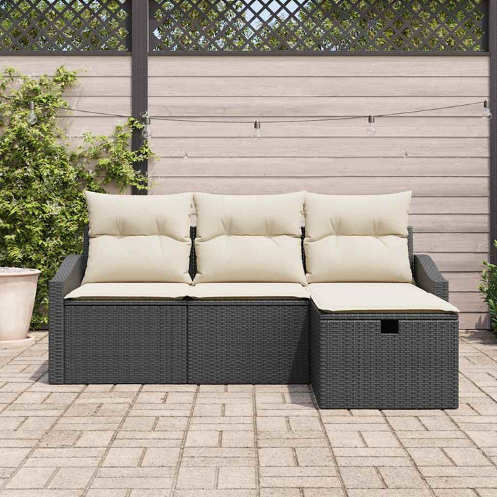 Sofa Sæt med pude 4 pcs polyrattan