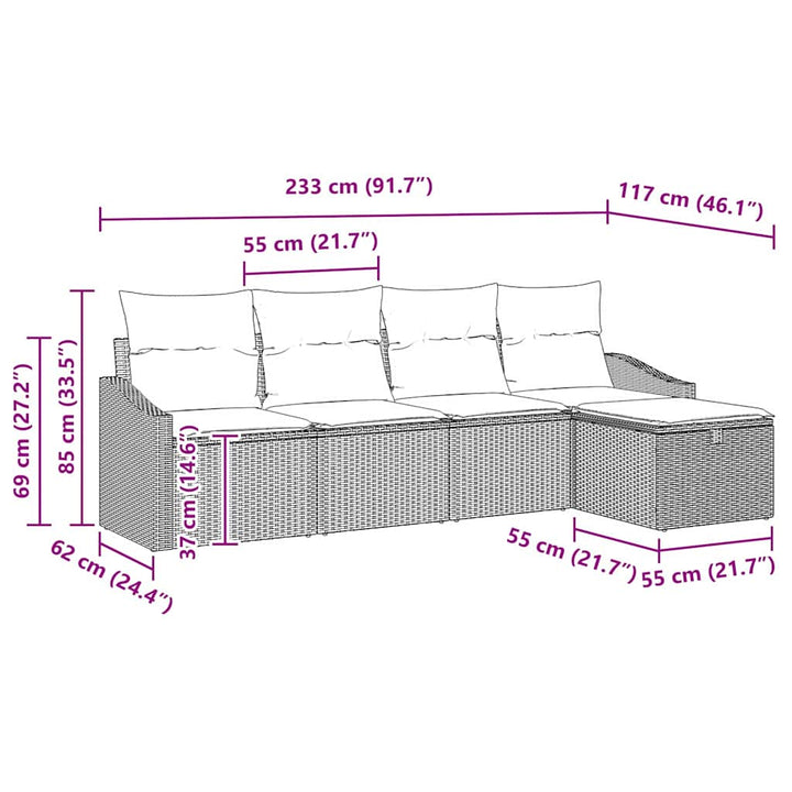 Sofa Sæt med pude 6 pcs polyrattan