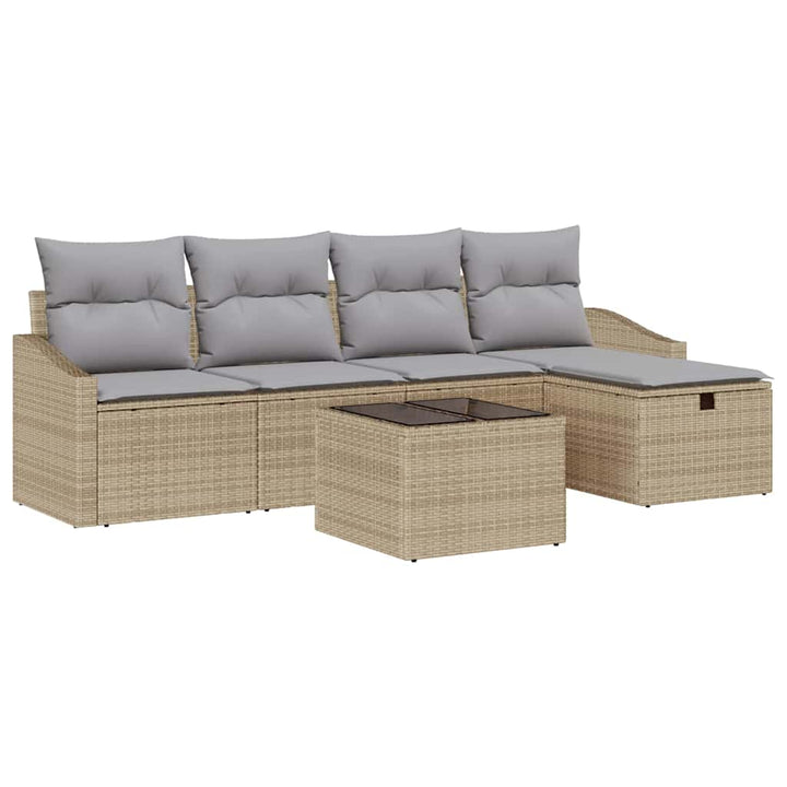 Sofa Sæt med pude 5 pcs polyrattan