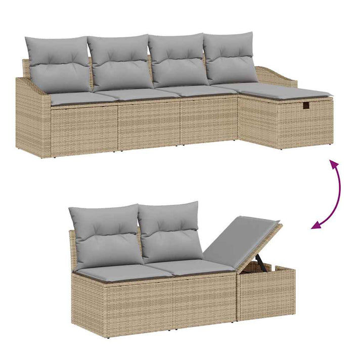 Sofa Sæt med pude 5 pcs polyrattan
