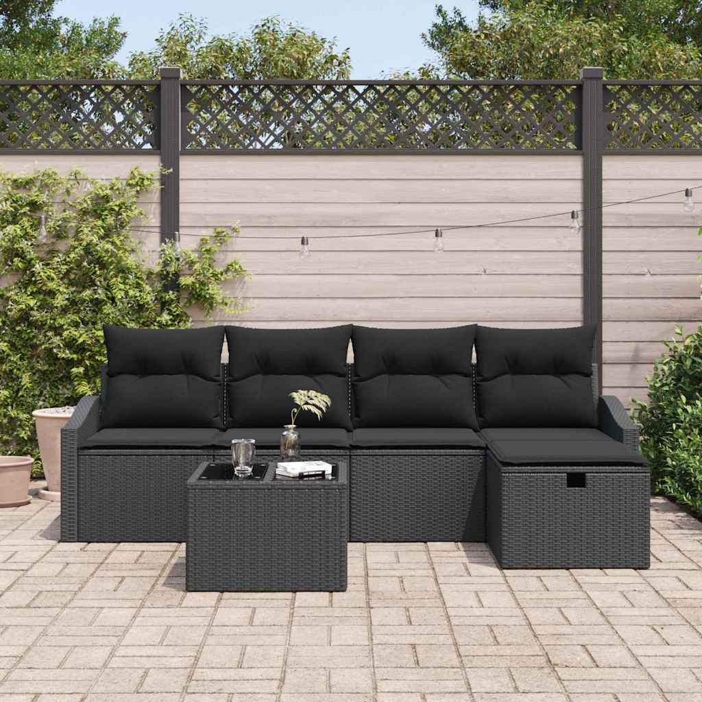 Sofa Sæt med pude 6 pcs polyrattan