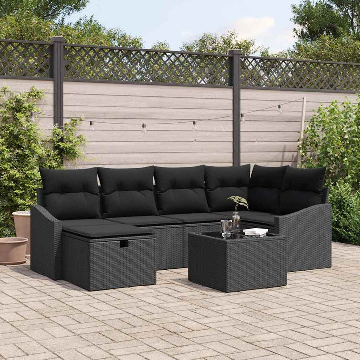 Sofa Sæt med pude 7 pcs polyrattan