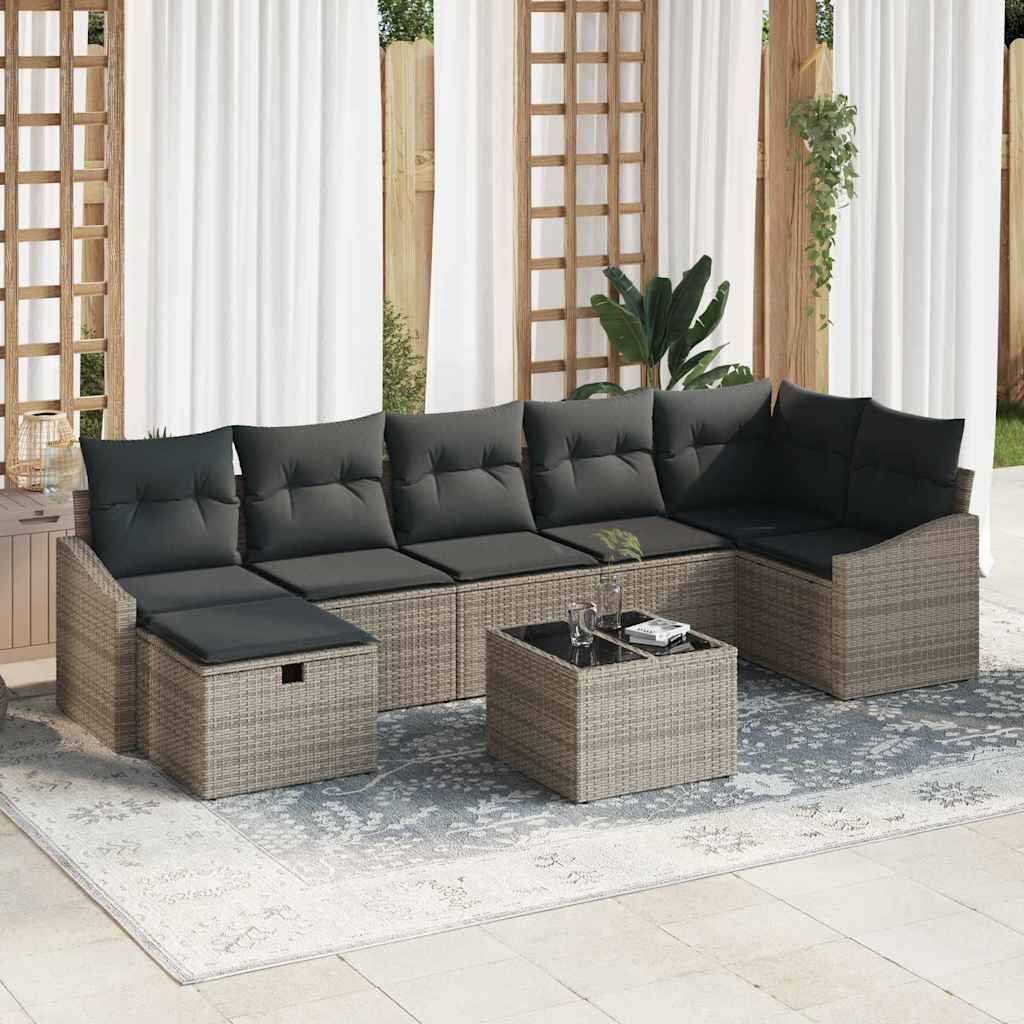 Sofa Sæt med pude 8 pcs polyrattan