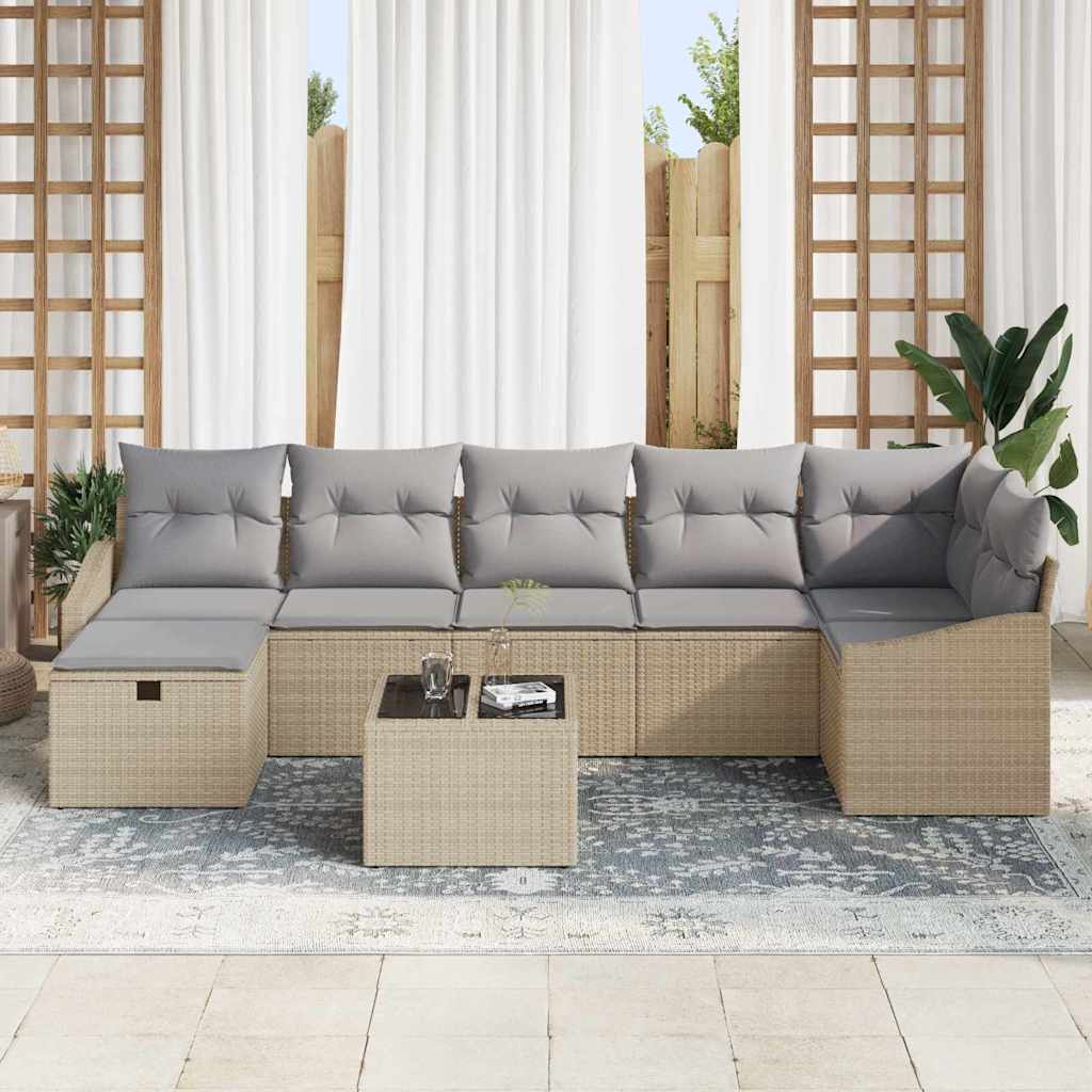Sofa Sæt med pude 7 pcs polyrattan