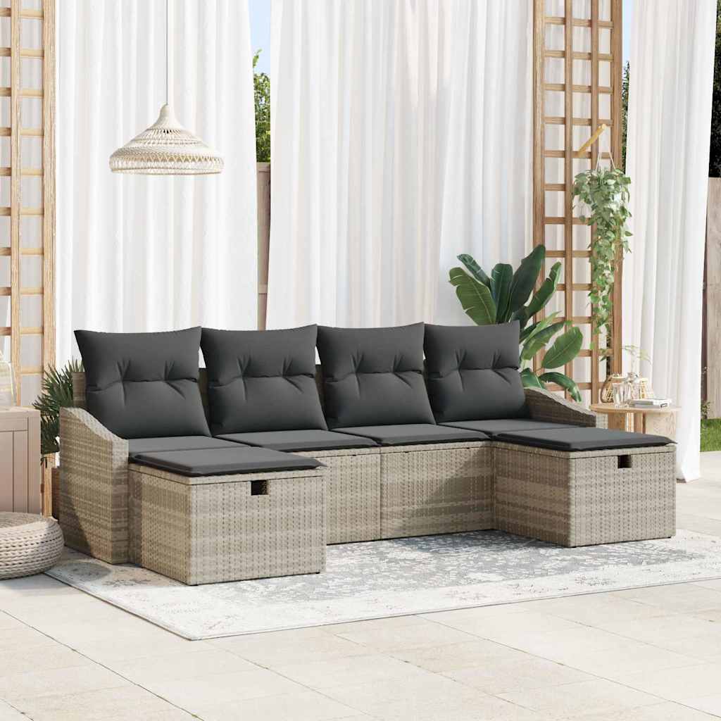 Sofa Sæt med pude 6 pcs polyrattan