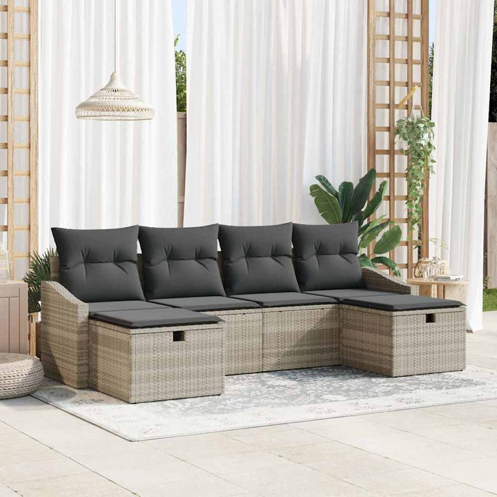 Sofa Sæt med pude 6 pcs polyrattan