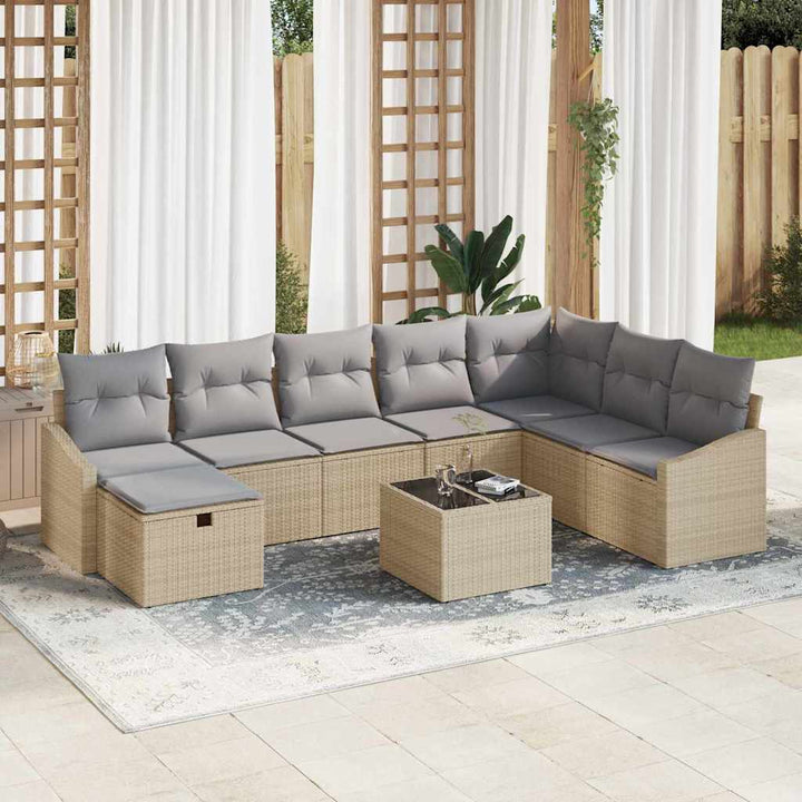 Sofa Sæt med pude 8 pcs polyrattan