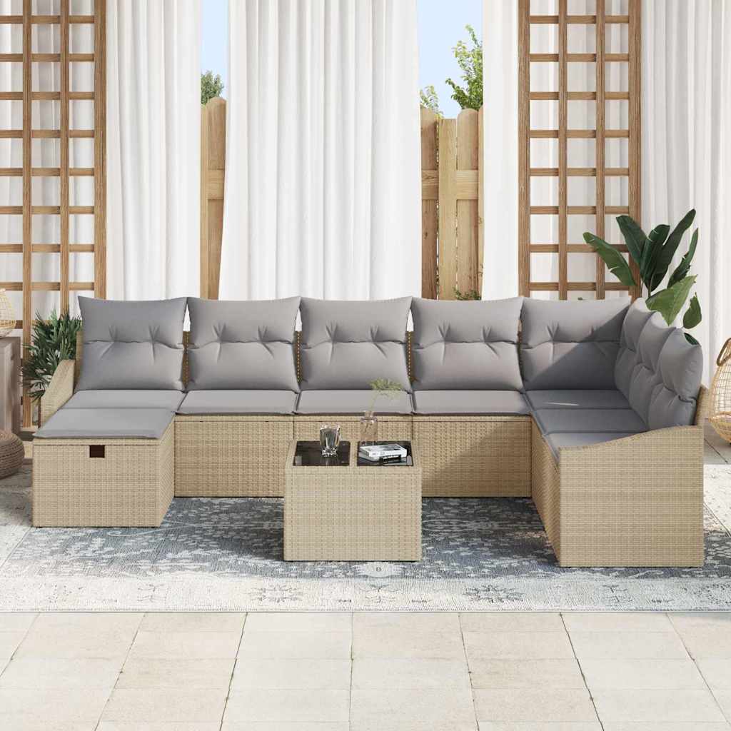 Sofa Sæt med pude 8 pcs polyrattan